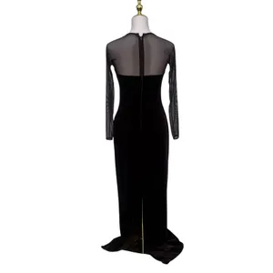 VTG 90s‎ Cache Velvet Beaded Evening Gown XS Brown Sheer Mesh Maxi FairyGrunge thumbnail 5