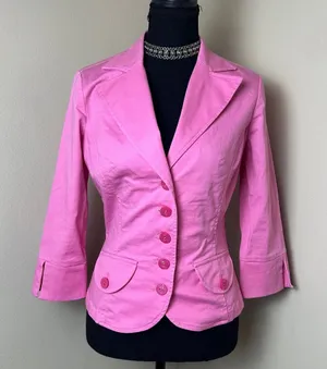 Vintage Y2K Hot Pink Blazer 💖 Barbiecore Legally Blonde It Girl Bisou Bisou thumbnail 1