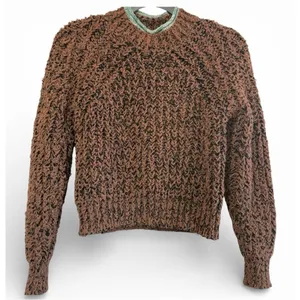 Aritzia Wilfred Confetti Brown / Black Cozy Roll Neck Chunky Sweater Boho‎ Small thumbnail 1
