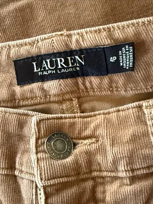 Lauren Ralph Lauren Tan Corduroy‎ Straight Leg Pants 4P Camel Brown Preppy thumbnail 2