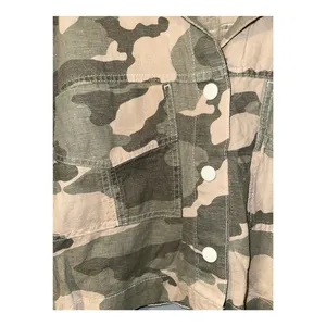 Zara Green Camo‎ Linen Blend Cropped Jacket, Womens Medium thumbnail 5