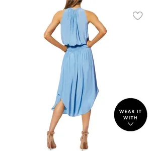 Ramy Brook Audrey Blouson Midi Dress Sz XS Turquoise Satin Sleeveless‎ thumbnail 3