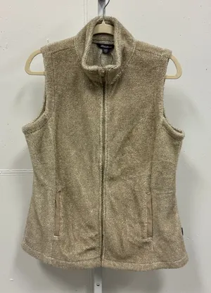 Eddie Bauer Tan Fleece Full Zip Vest Mock Neck Oatmeal Medium Fall Contemporary thumbnail 1