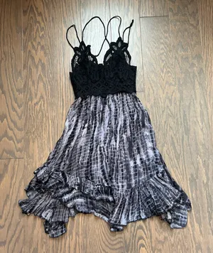 NWOT Free People Black Flowy Midi Dress thumbnail 1