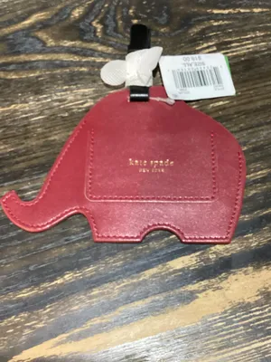 kate spade pink elephant luggage tag thumbnail 2