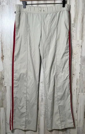 Vintage Y2k Express Cream Red Stripe Sweat Pants Wide Leg Womens Medium‎ thumbnail 1