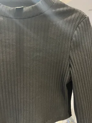 SheIn New black crop ribbed long sleeve shirt thumbnail 3
