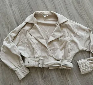12th Tribe Tan Corduroy Crop Jacket thumbnail 1