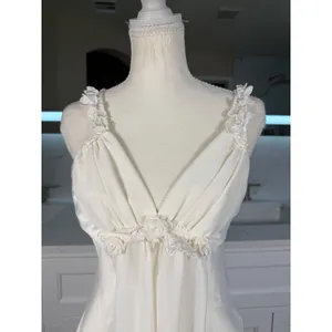 Flora Nikrooz Slip Dress Womens Small Ivory Satin Floral Strap Chemise thumbnail 15