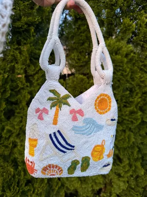Beachy Beaded Bag White thumbnail 6