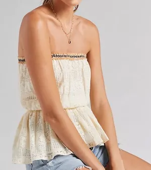 Anthropologie x Verb Ivory Strapless Lace Top NWOT thumbnail 1