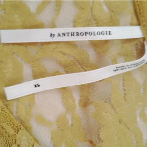 Anthropologie Mustard Yellow Sheer Lace Long Sleeve Top Shirt XS thumbnail 4