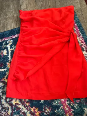 Superdown Andria Strapless Mini Dress Red Sz XS Draped Overlay to Hip thumbnail 10