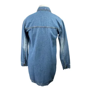 NEW PrettyLittleThing Blue Long Sleeve Button Up Denim Jean Mini Shirt Dress 2X thumbnail 3