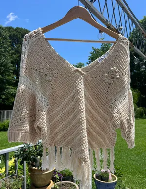 ZARA Fringed Knit Poncho thumbnail 1