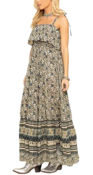 New Free People Tangier Boho Babydoll Maxi Dress Size M thumbnail 1