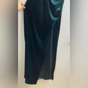 BHLDN Luella Emerald Green Strapless Velvet Side Slit Maxi Dress XS thumbnail 12