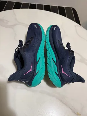 Hoka Women's Running Shoes - Navy Upper with Teal Midsole and Pink Logo thumbnail 5