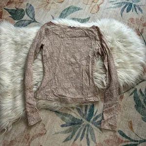 REFORMATION Adriano Lace Knit Top In Chai thumbnail 2