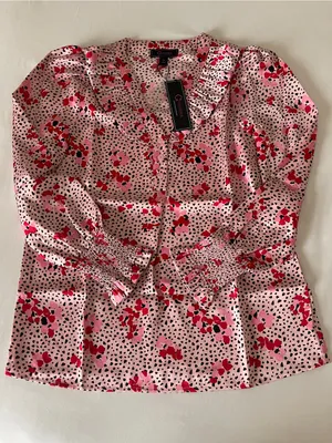 NWT C. Wonder by Christian Siriano Pink Floral Blouse - XS thumbnail 2