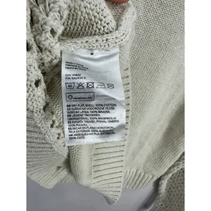 H&M Open Knit Collared Button Down Cardigan Womens Medium Ivory Tennis Prep‎ thumbnail 7