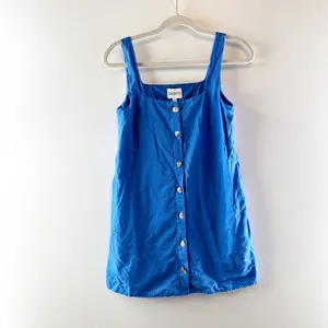 SNDYS Shelley Button Up Square Neck Mini Dress Blue XS thumbnail 2