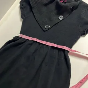 Imperfect black‎ mini sweater dress ribbed top cute buttons stretchy XXS XS thumbnail 4