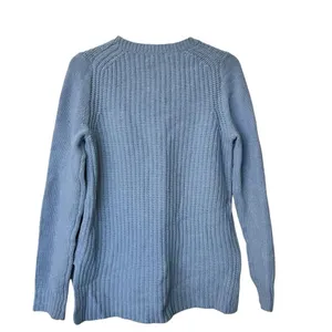 J. Crew chunky knit 100% wool icy blue thick sweater crew neck size small thumbnail 2