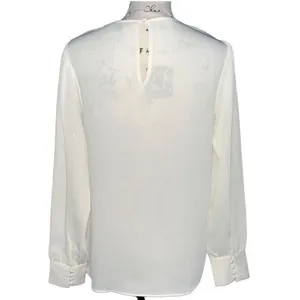 Ann Taylor Factory Cream Long Sleeve Blouse Crew Neck Small Off White thumbnail 2