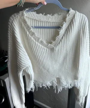 Knit Cropped Sweater White thumbnail 1