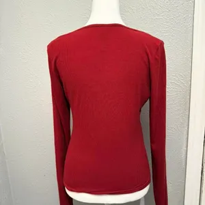 Skims Ruby Red Long Sleeve Tie Front‎ Long Sleeve Size Small (Worn few times) thumbnail 3