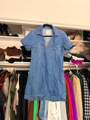 Habitual dark blue denim short sleeve collared mini dress Size XS thumbnail 13