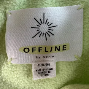 Aerie Offline XL Cropped Boxy Hoodie Lime Neon Green Pullover Sweatshirt Women thumbnail 5