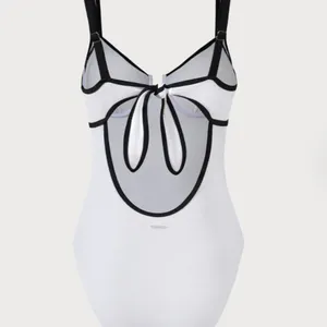 Berlook White Contrast Trim Knotted One-Piece Swimsuit 45 thumbnail 7