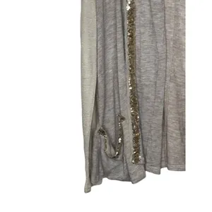 Miss Me Women's Cardigan‎ Sweater Sparkle Open Front Gold Sequins Pockets Small thumbnail 3