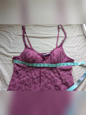 Frederick's of Hollywood Floral Lace Negligee XLarge Plum thumbnail 4