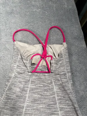 Lululemon Heathered Gray Tank yop with Hot Pink Straps 2 thumbnail 10