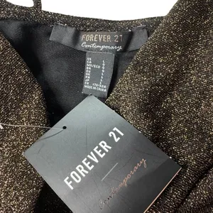 Forever 21 Metallic Bodysuit L Black Bronze Shimmer Cowl Neck NWT thumbnail 9