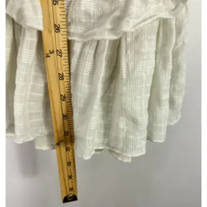 ASOS‎ White Cotton Smocked Mini Dress 4 Long Sleeve Tiered Ruffle Boho Cottage thumbnail 4