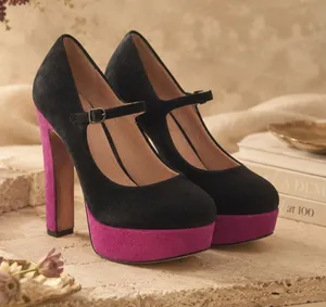 VINCE CAMUTO Black and Purple Suede Mary Jane Platform Pump Heel Size 6 thumbnail 1