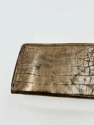 IVANKA TRUMP Metallic Bronze Crocodile Embossed Clutch Wallet 9" x 4.5" thumbnail 6
