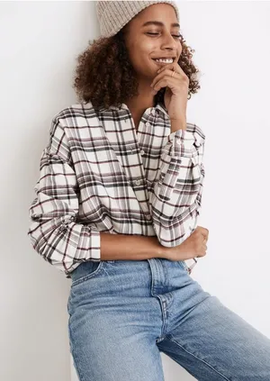 Madewell Women's Flannel Painter‎ Shirt Witthoff Plaid Size XXS thumbnail 1
