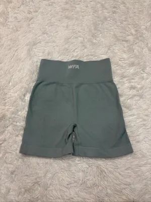 White Fox Ribbed High-Waist Bike Shorts in Sage thumbnail 2