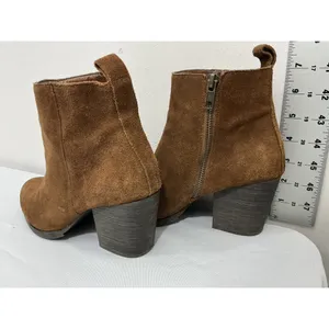 Womans Ecote Size 6 Cognac Suede Zip Block Heel Ankle Boots thumbnail 4