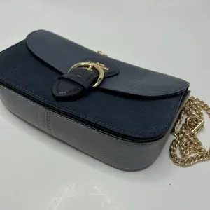 Coach Kleo Crossbody Navy Blue Suede Denim Leather Chain Gold Strap Mini Purse thumbnail 5