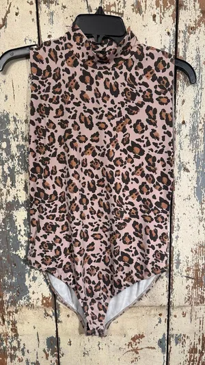 ZARA animal print mock neck bodysuit size Large thumbnail 1
