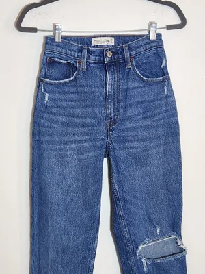 Abercrombie & Fitch Medium Wash 90s Straight Ultra High Rise Jeans Size 26/2 thumbnail 3