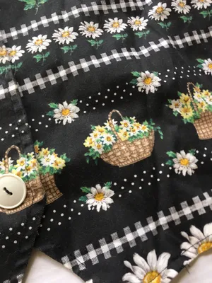 Blair Vintage 90s Black Daisy Vest Gingham Flower Basket M Grandmacore thumbnail 6