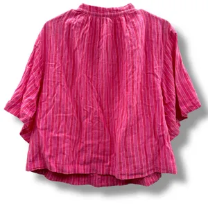 Universal Thread Pink & White Striped V Neck Tie Half Sleeve‎ Top Sz XS NEW thumbnail 6