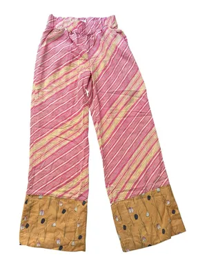 Elevenses Anthropologie pink & yellow striped wide-leg pants size M thumbnail 1